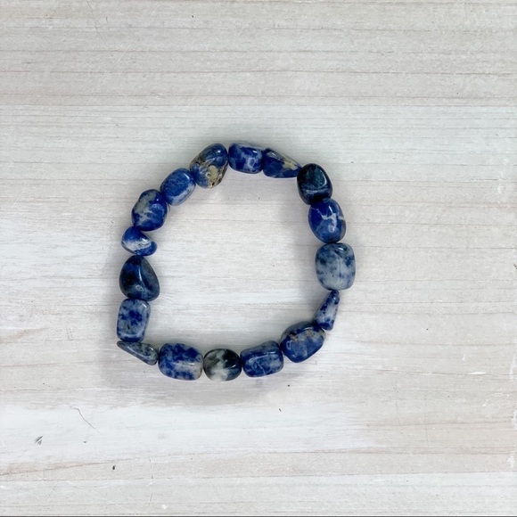 Sodalite Polished Stone Stretch Bracelet - Picture 5 of 6